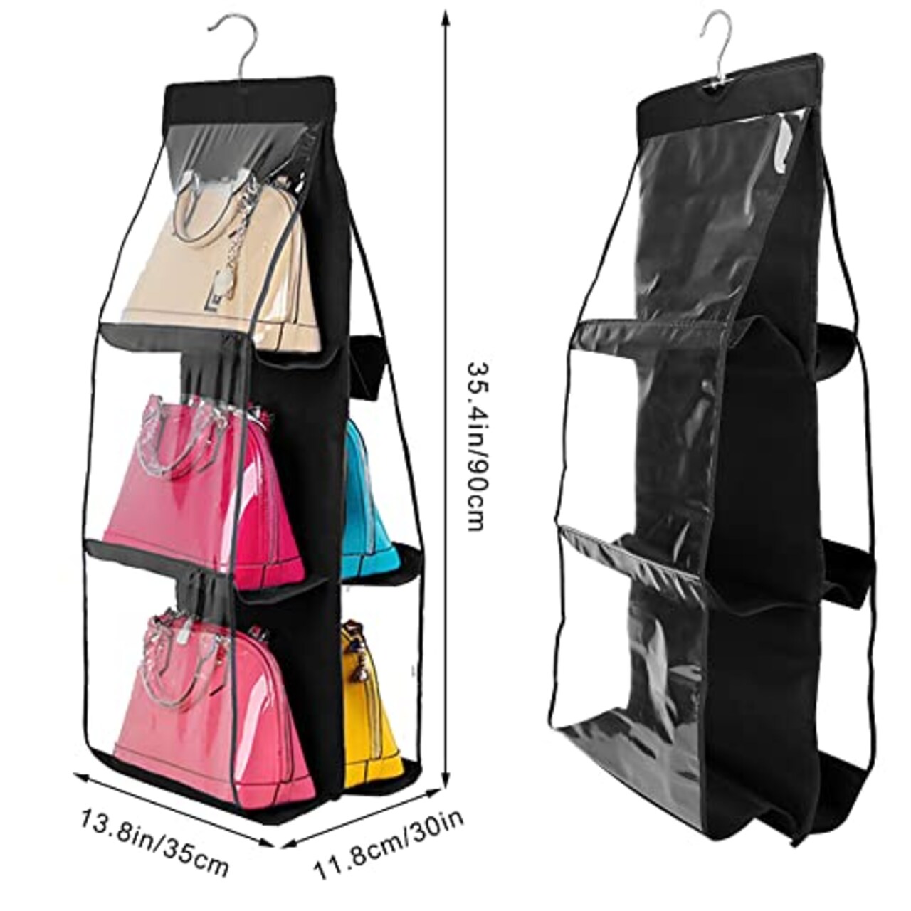 Hanging Handbag Organizer Dust-Proof Storage Holder Bag Wardrobe Closet for Purse Clutch with 6 Larger Pockets (